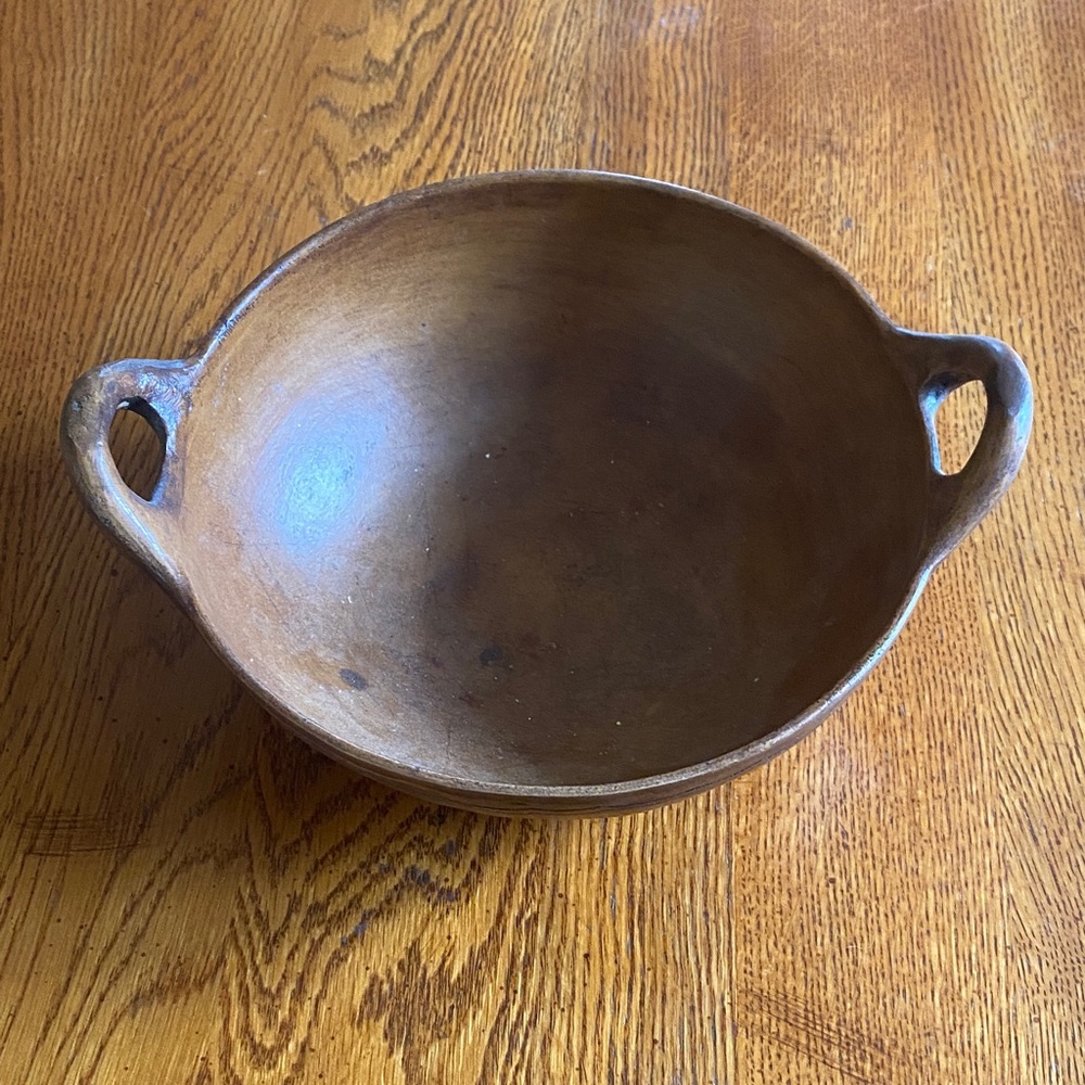 Rustic Brown Two-Handled Serving Bowl